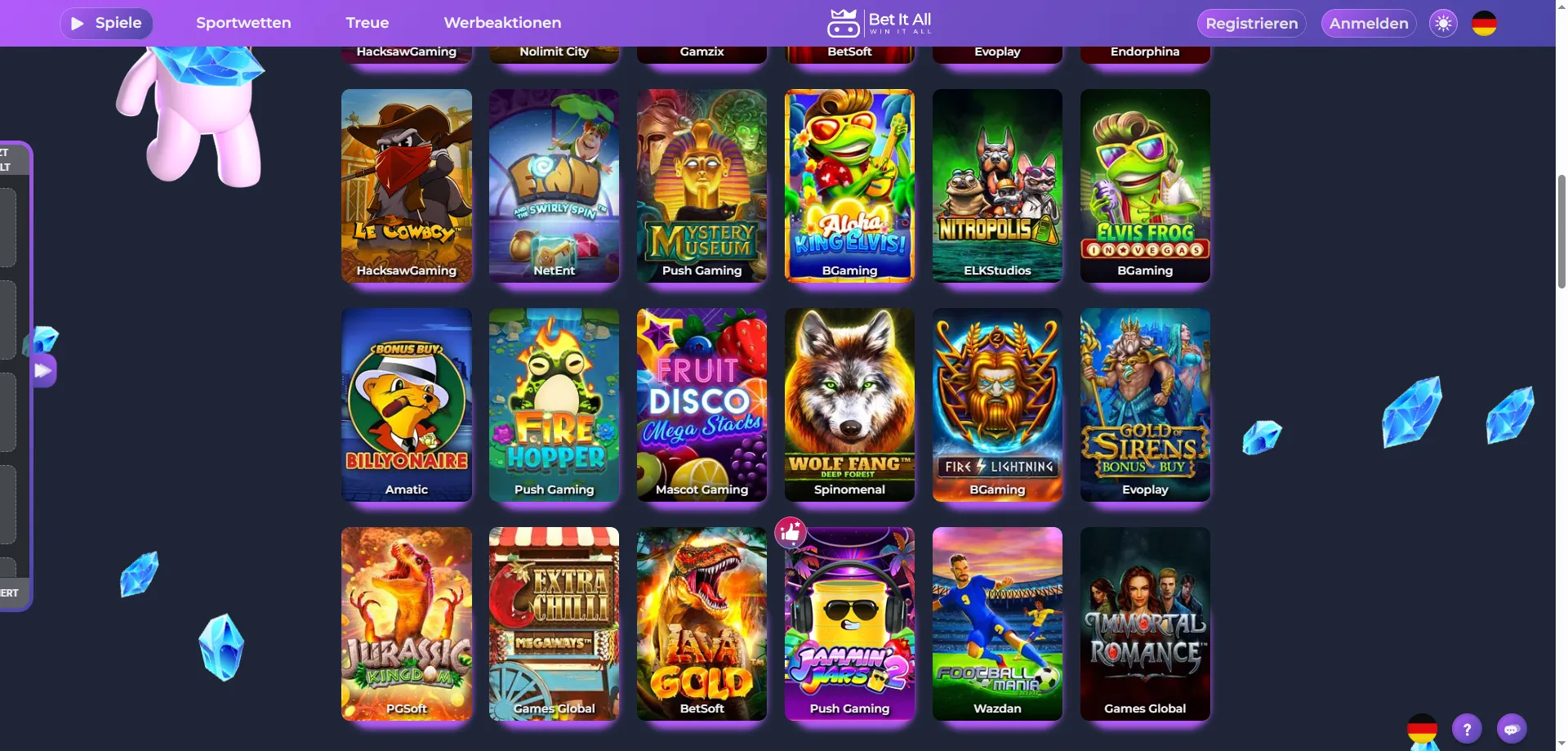 Betitall Casino Spieloberfläche – Slots und Navigation im Überblick