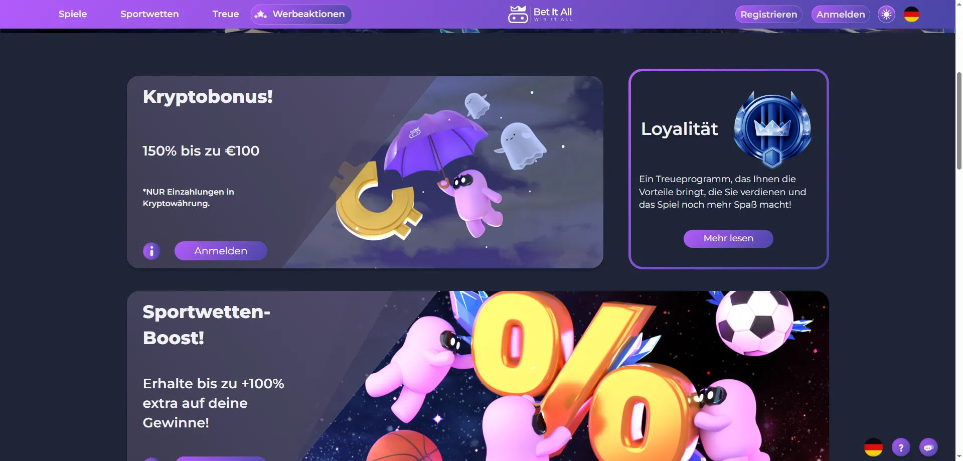 Betitall Casino Willkommensbonus – 100 Free Spins ab 20 € Einzahlung